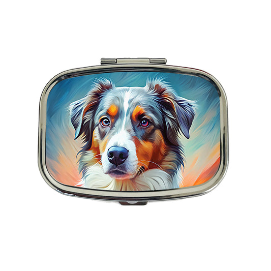 Australian Shepherd Dog Pop Art Travel Pill Box Case