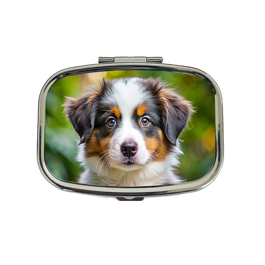 Australian Shepherd Dog Puppy Photo Travel Pill Box Case