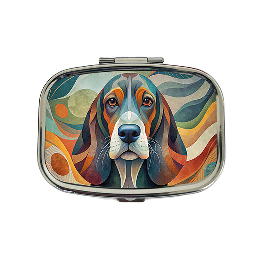 Basset Hound Dog Abstract Stylized Art Travel Pill Box Case
