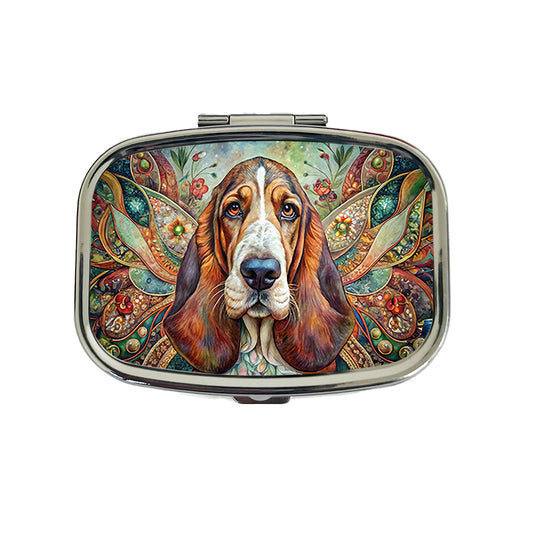 Basset Hound Dog Bohemian Art Travel Pill Box Case
