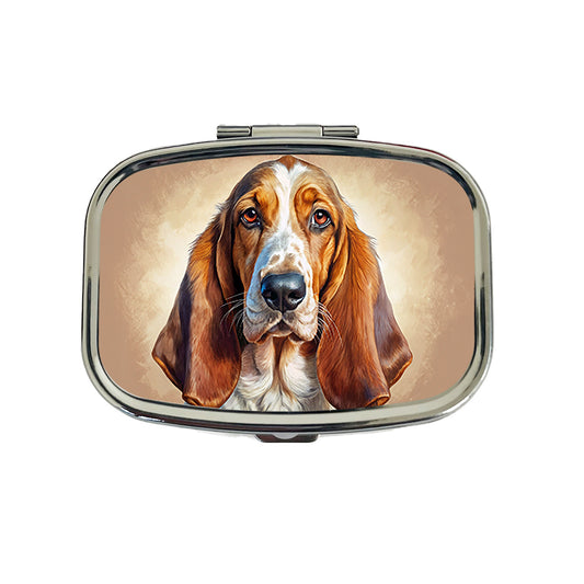 Basset Hound Dog Illustration Travel Pill Box Case