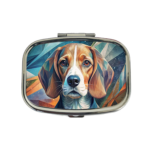 Beagle Dog Abstract Stylized Art Travel Pill Box Case
