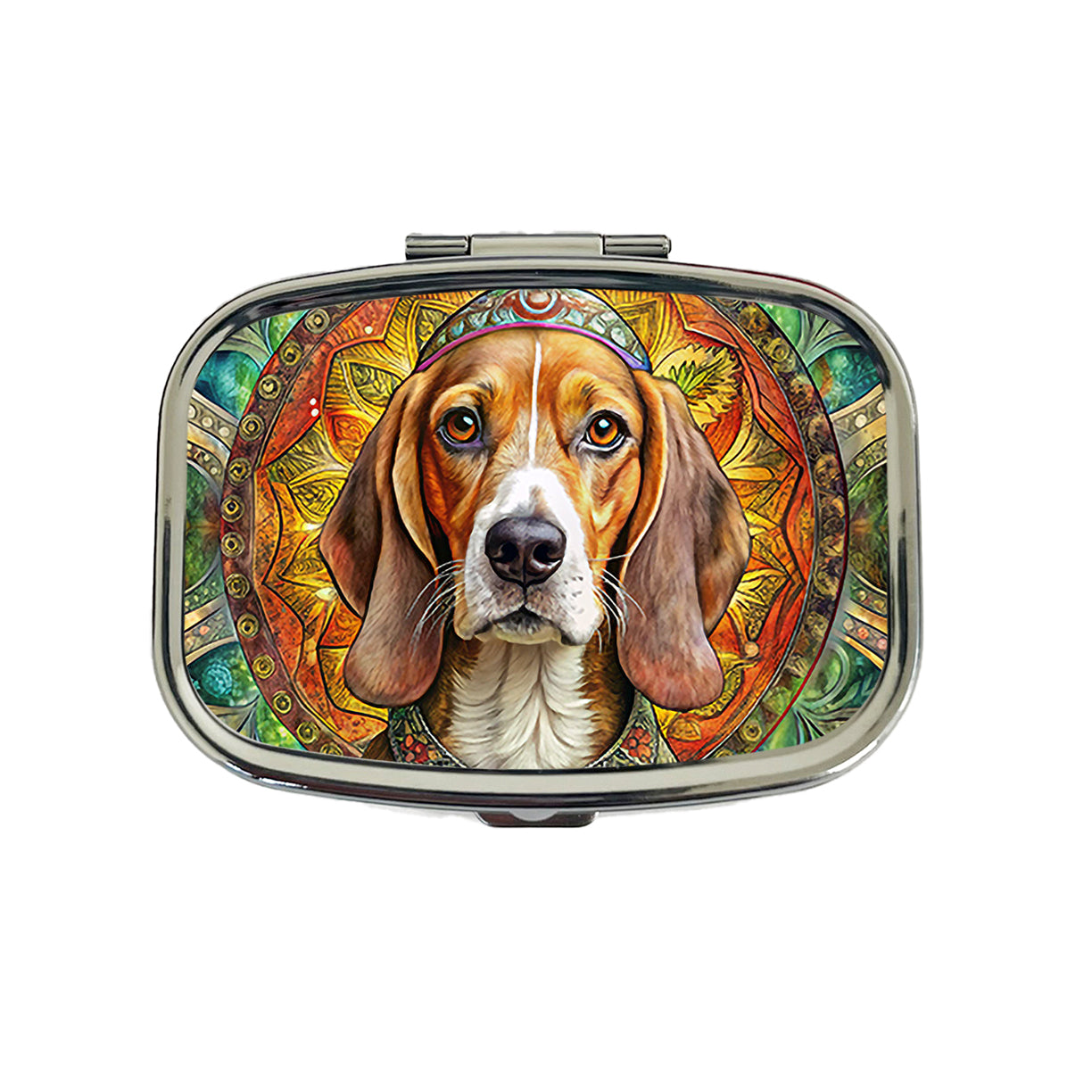 Beagle Dog Bohemian Art Travel Pill Box Case
