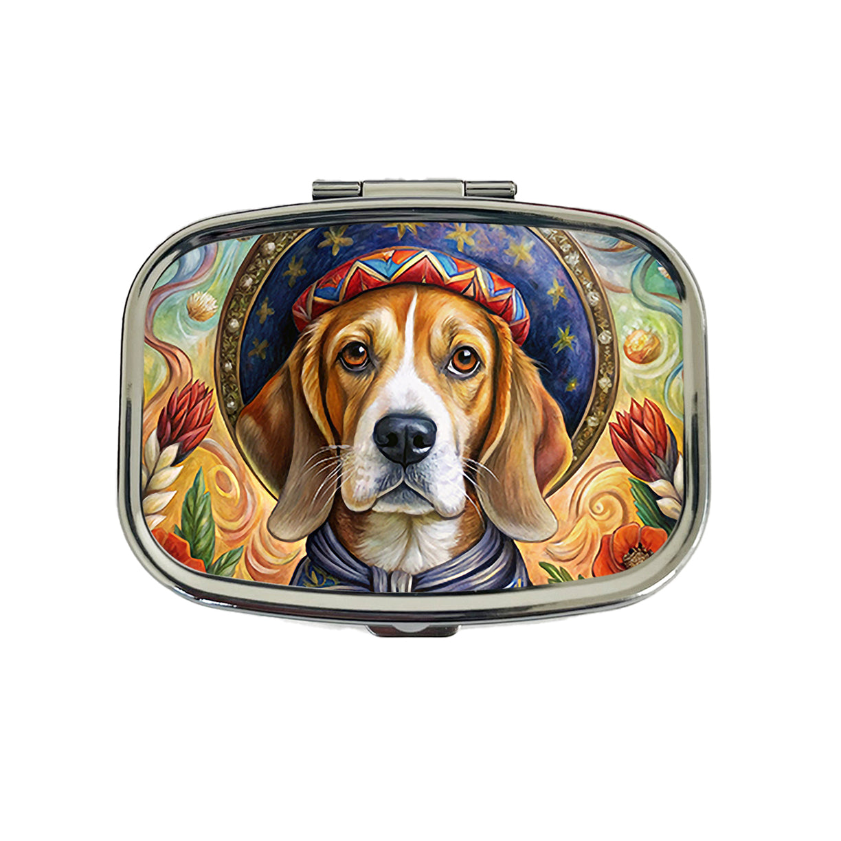 Beagle Dog French Bohemian Art Travel Pill Box Case
