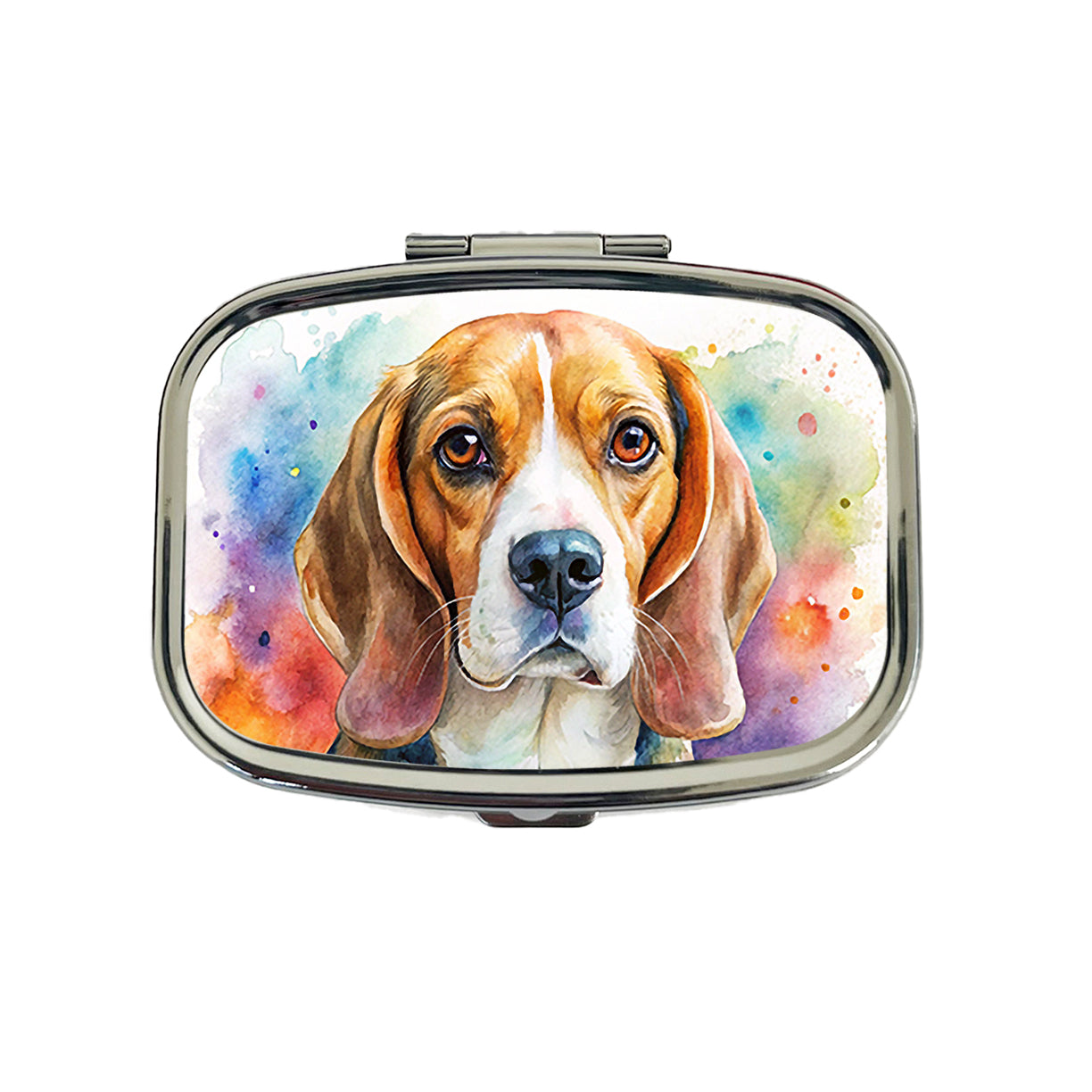 Beagle Dog Watercolor Style Travel Pill Box Case