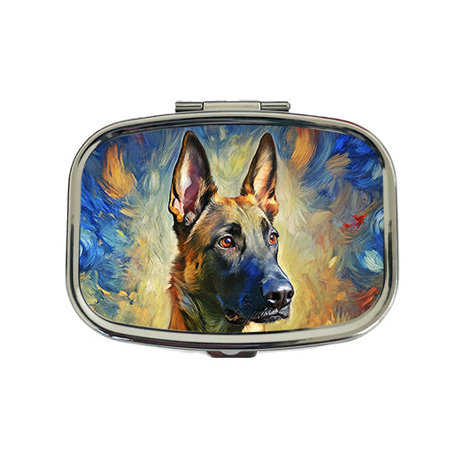 Belgian Malinois Dog Expressionism Art Travel Pill Box Case