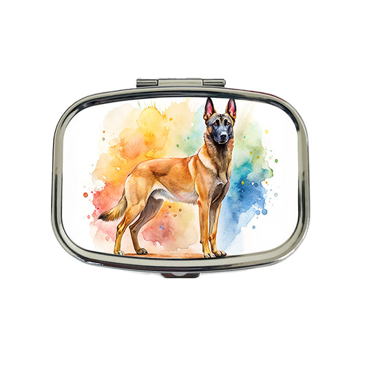 Belgian Malinois Dog Watercolor Style Travel Pill Box Case