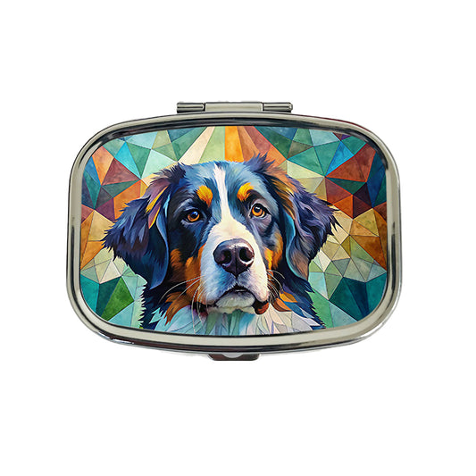 Bernese Mountain Dog Abstract Art Travel Pill Box Case