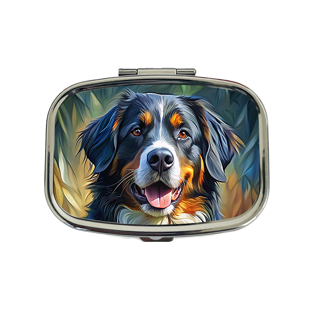 Bernese Mountain Dog Expressionism Art Travel Pill Box Case