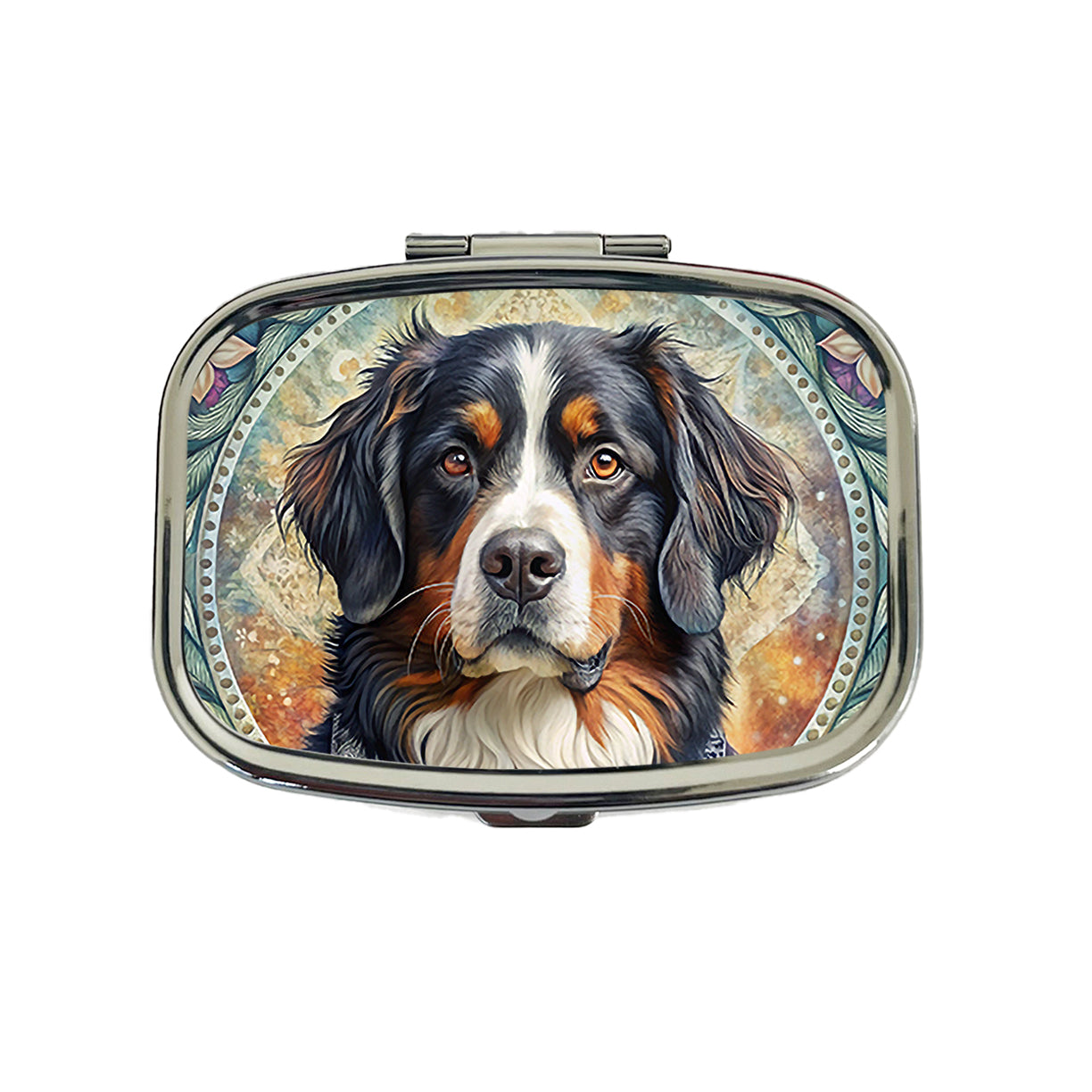 Bernese Mountain Dog French Bohemian Art Travel Pill Box Case