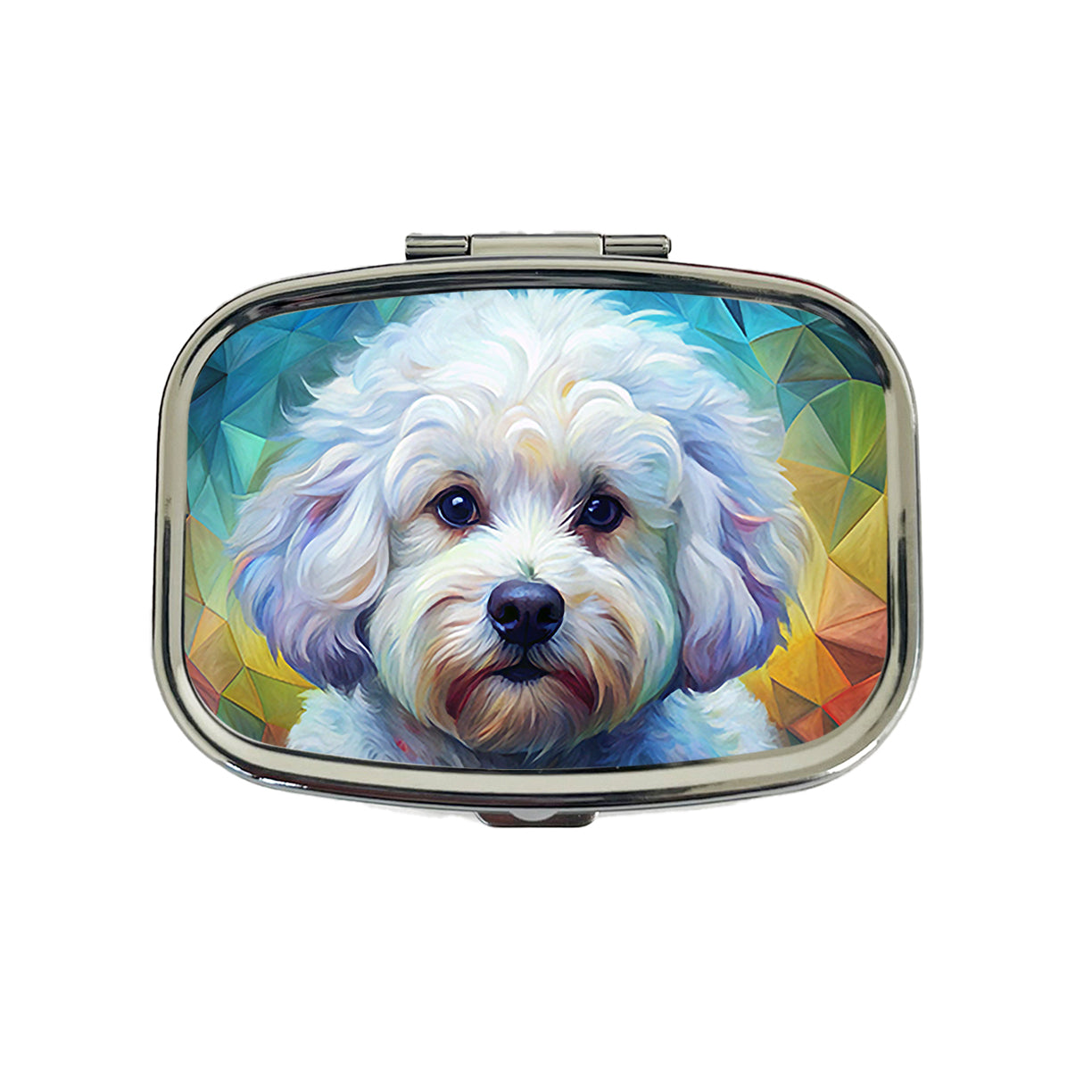Bichon Frise Dog Abstract Art Travel Pill Box Case