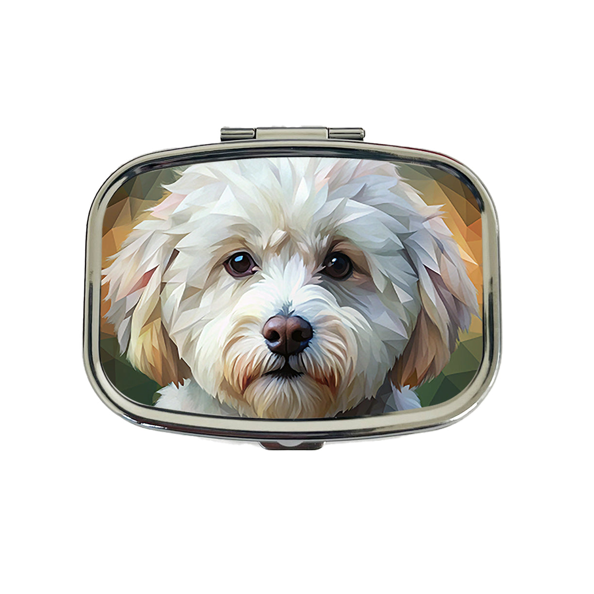 Bichon Frise Dog Abstract Stylized Art Travel Pill Box Case