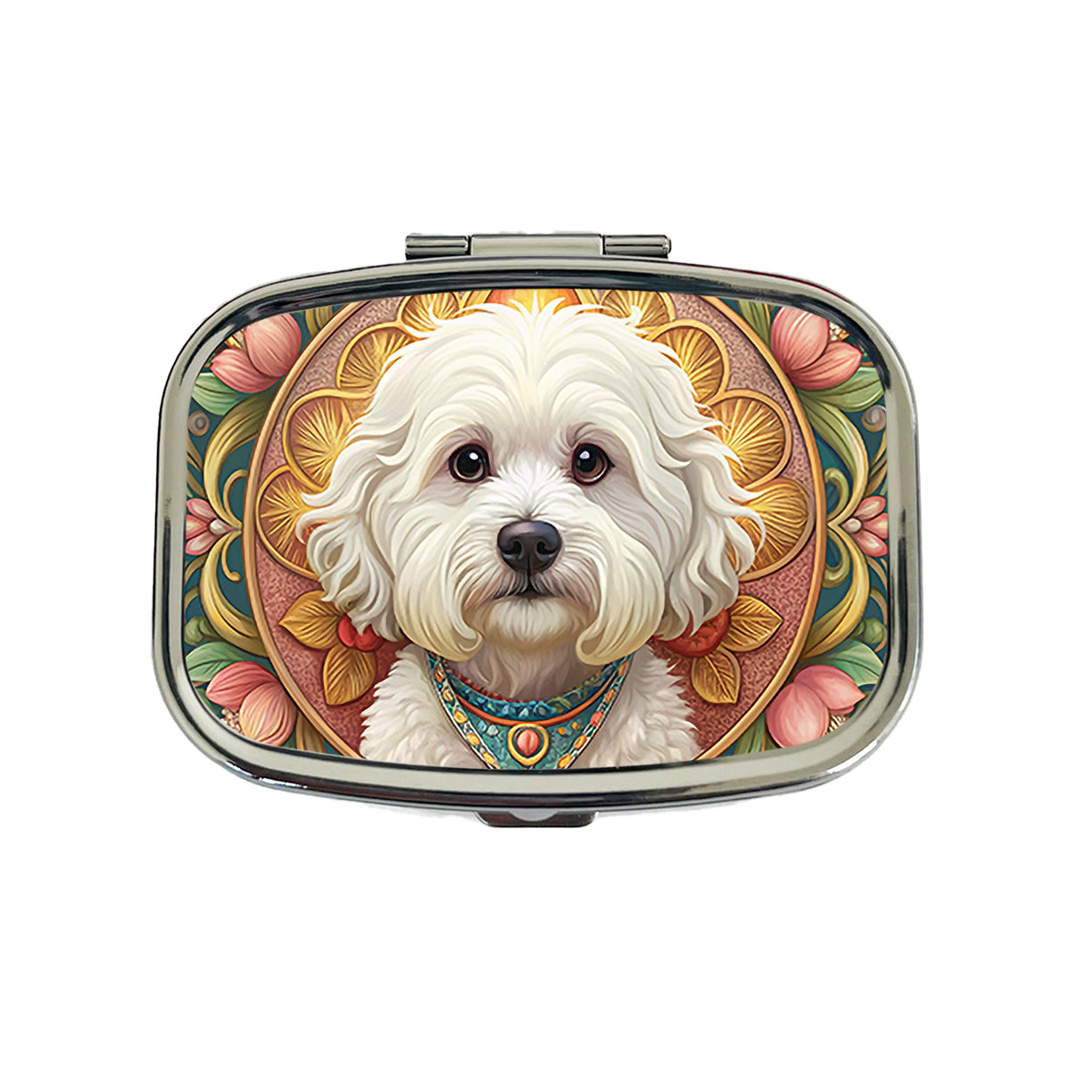 Bichon Frise Dog Art Nouveau Travel Pill Box Case