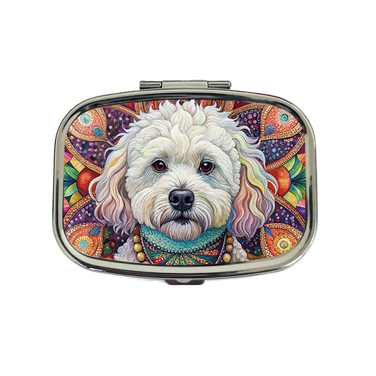 Bichon Frise Dog Bohemian Art Travel Pill Box Case