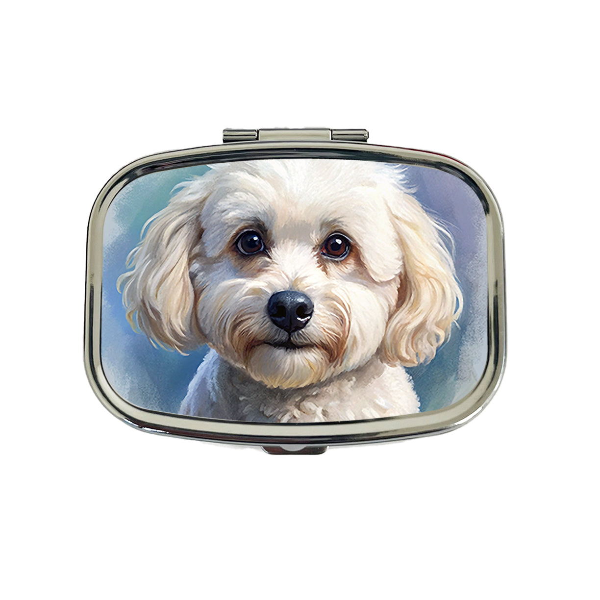 Bichon Frise Dog Illustration Travel Pill Box Case