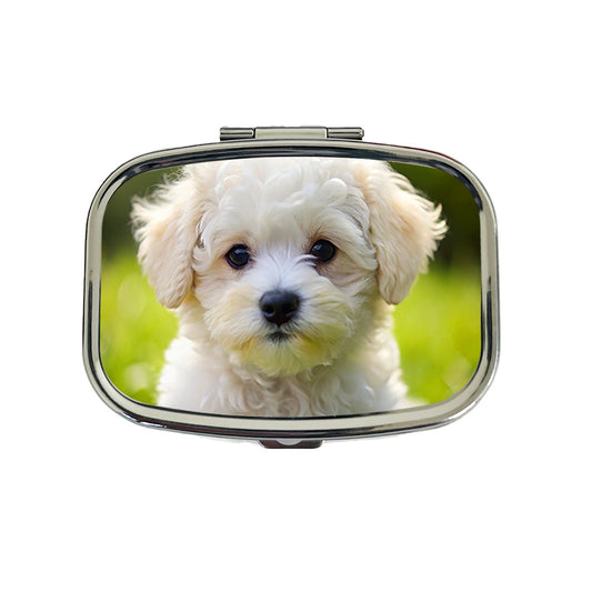 Bichon Frise Dog Puppy Photo Travel Pill Box Case
