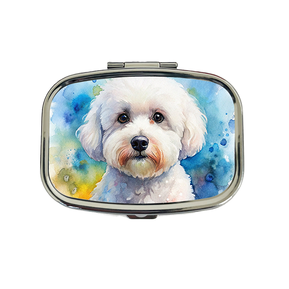 Bichon Frise Dog Watercolor Style Travel Pill Box Case