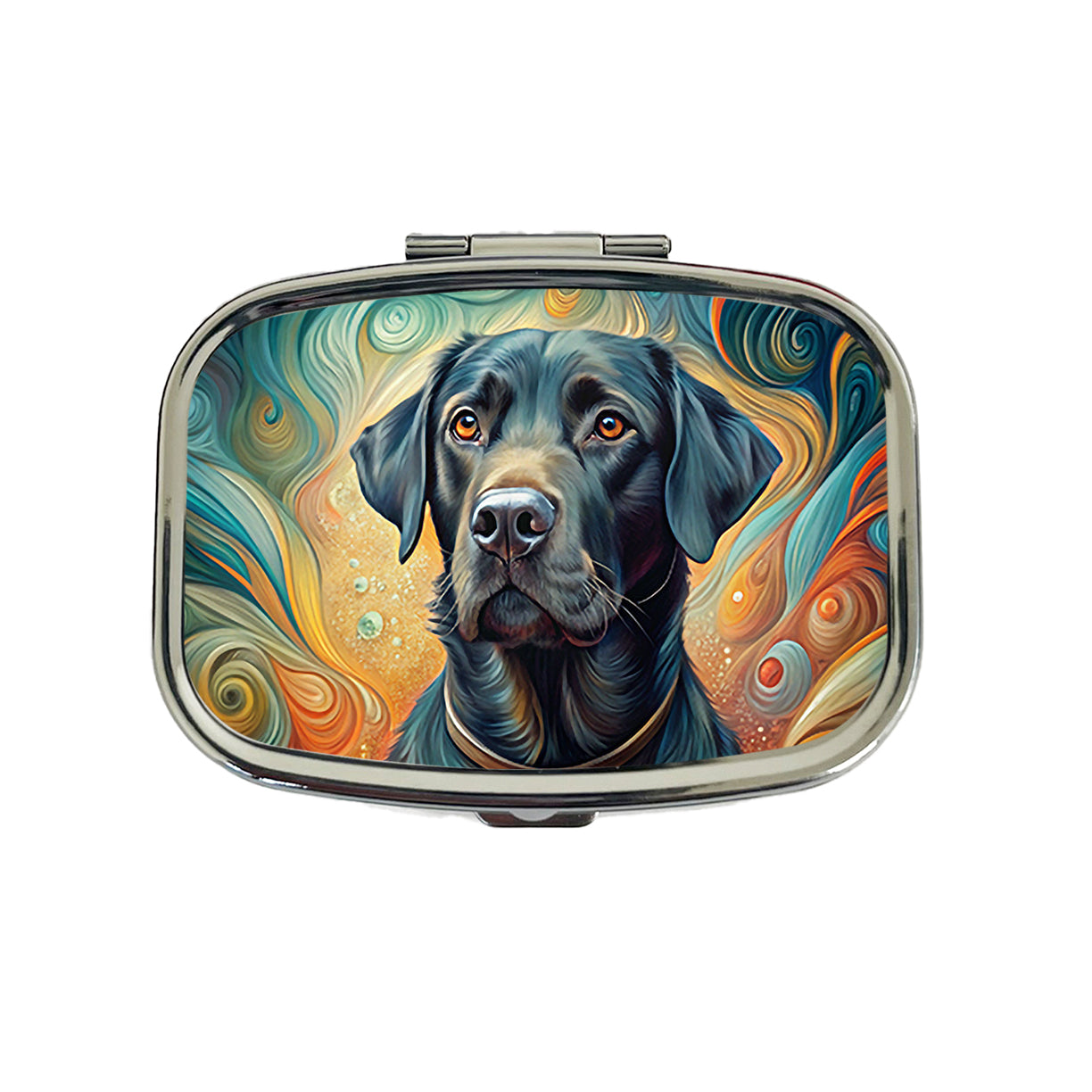 Black Labrador Retriever Dog Abstract Art Travel Pill Box Case