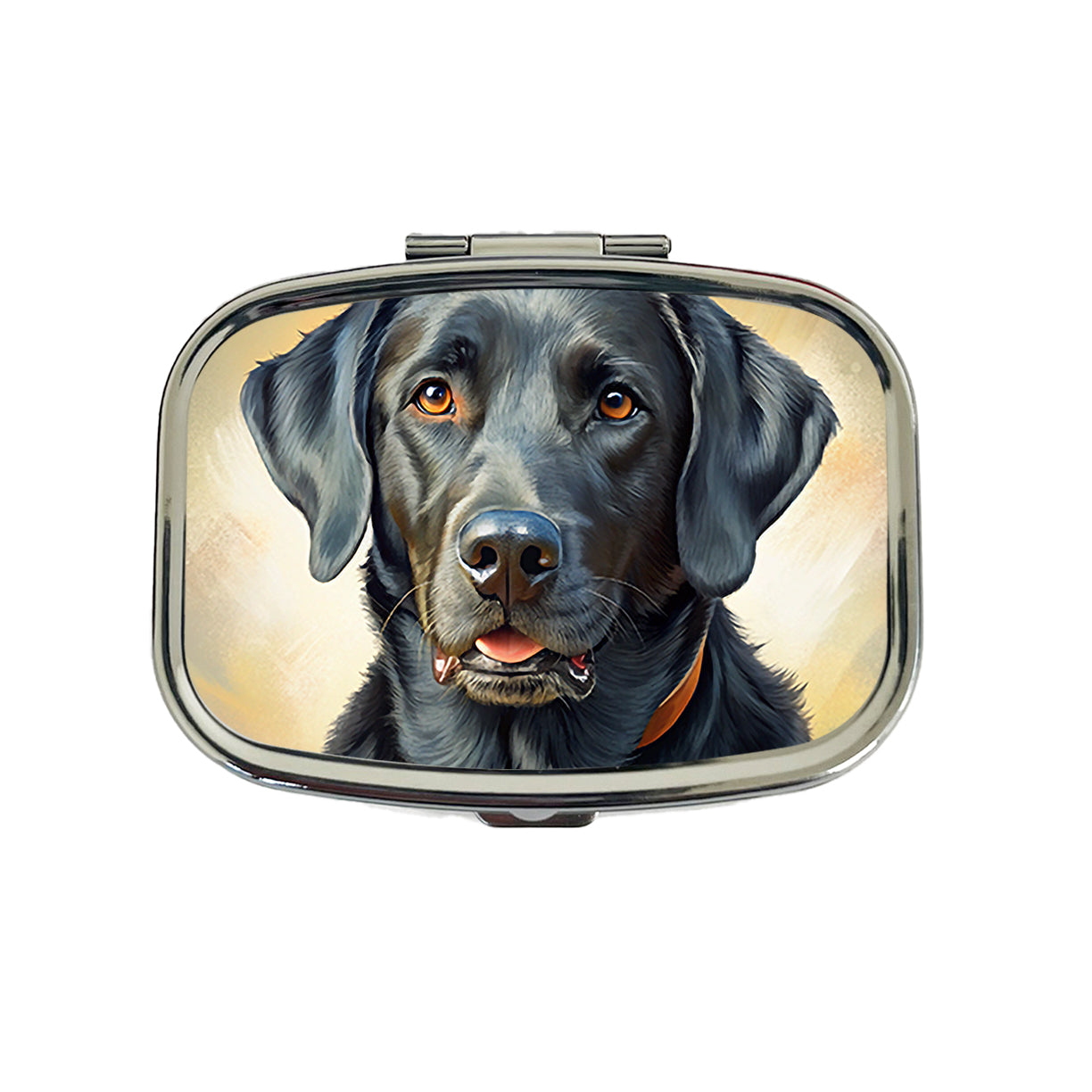 Black Labrador Retriever Dog Illustration Travel Pill Box Case