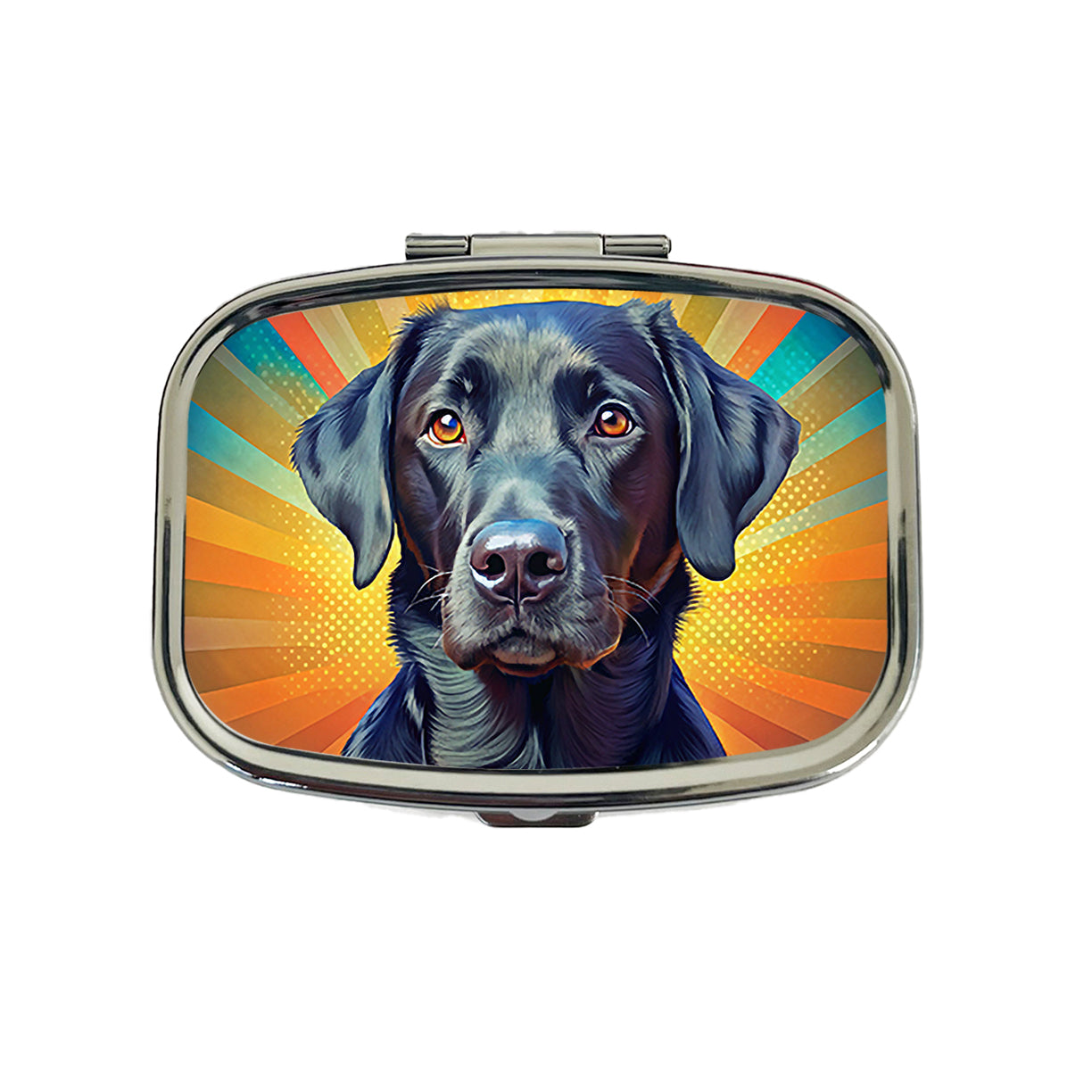 Black Labrador Retriever Dog Pop Art Travel Pill Box Case