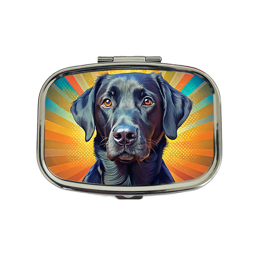 Black Labrador Retriever Dog Pop Art Travel Pill Box Case