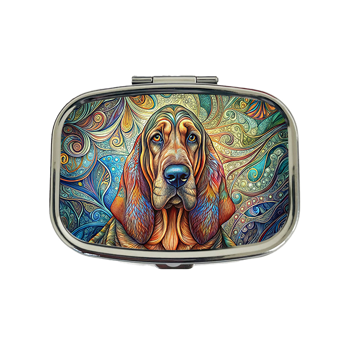 Bloodhound Dog Bohemian Art Travel Pill Box Case