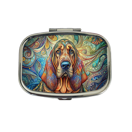 Bloodhound Dog Bohemian Art Travel Pill Box Case