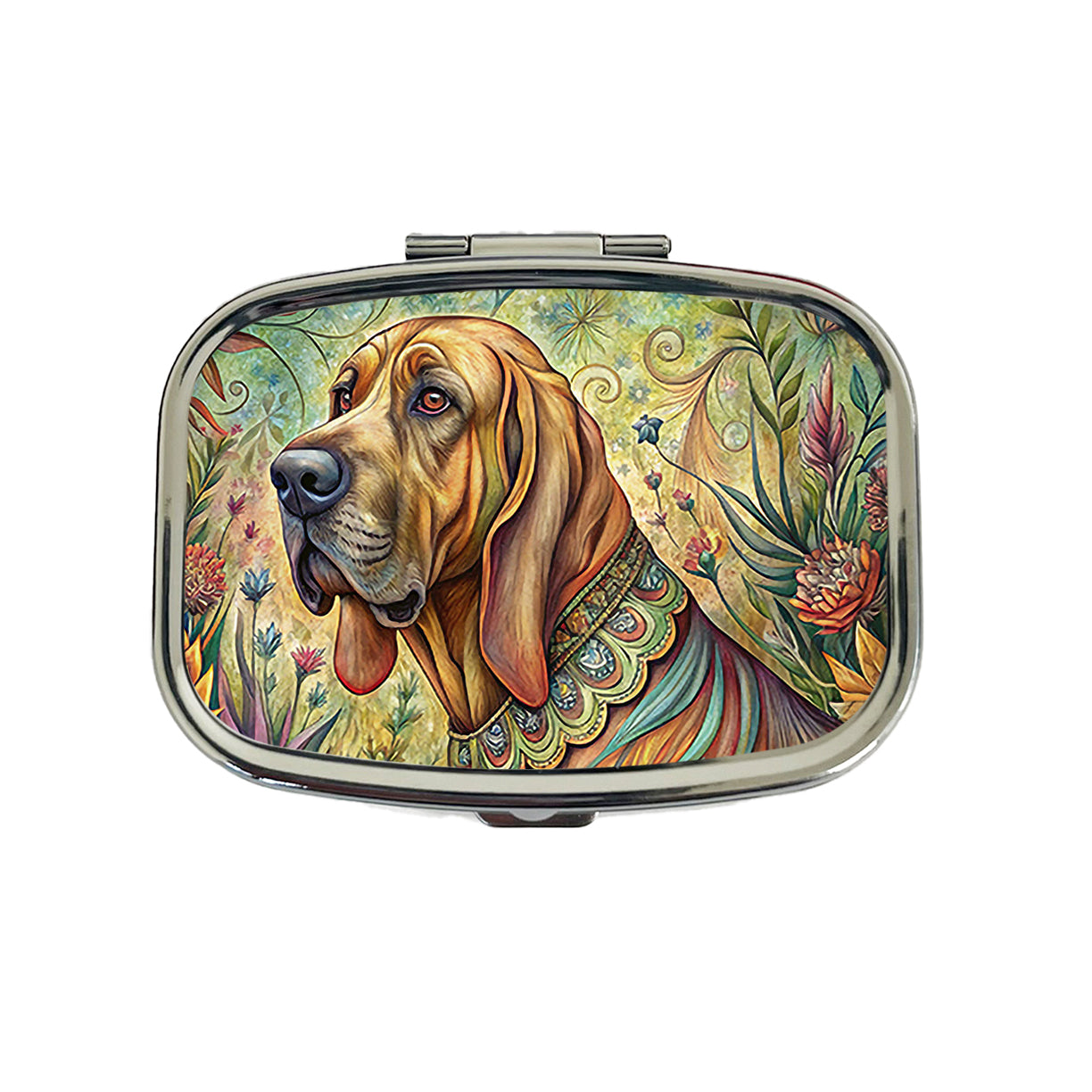 Bloodhound Dog French Bohemian Art Travel Pill Box Case
