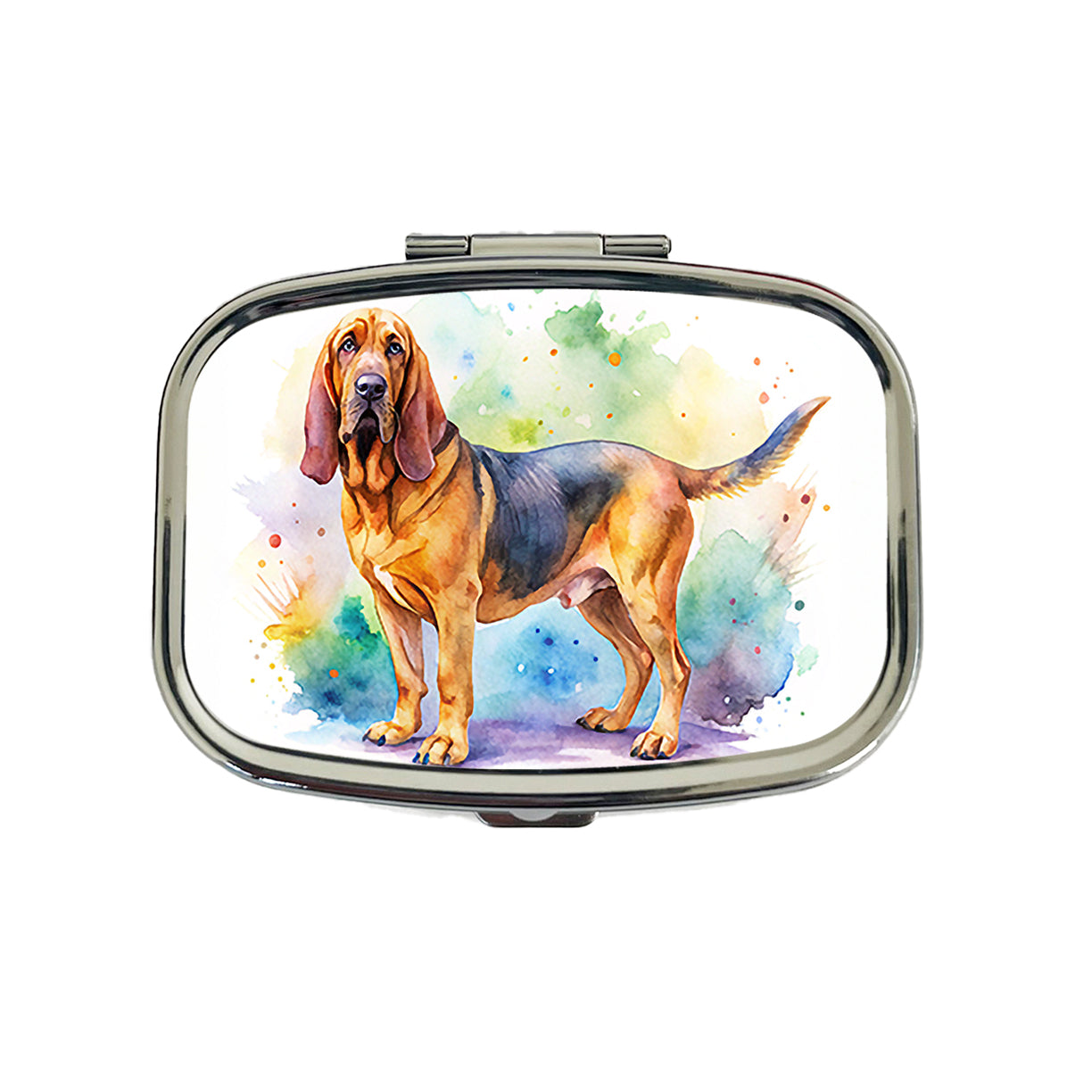 Bloodhound Dog Watercolor Style Travel Pill Box Case