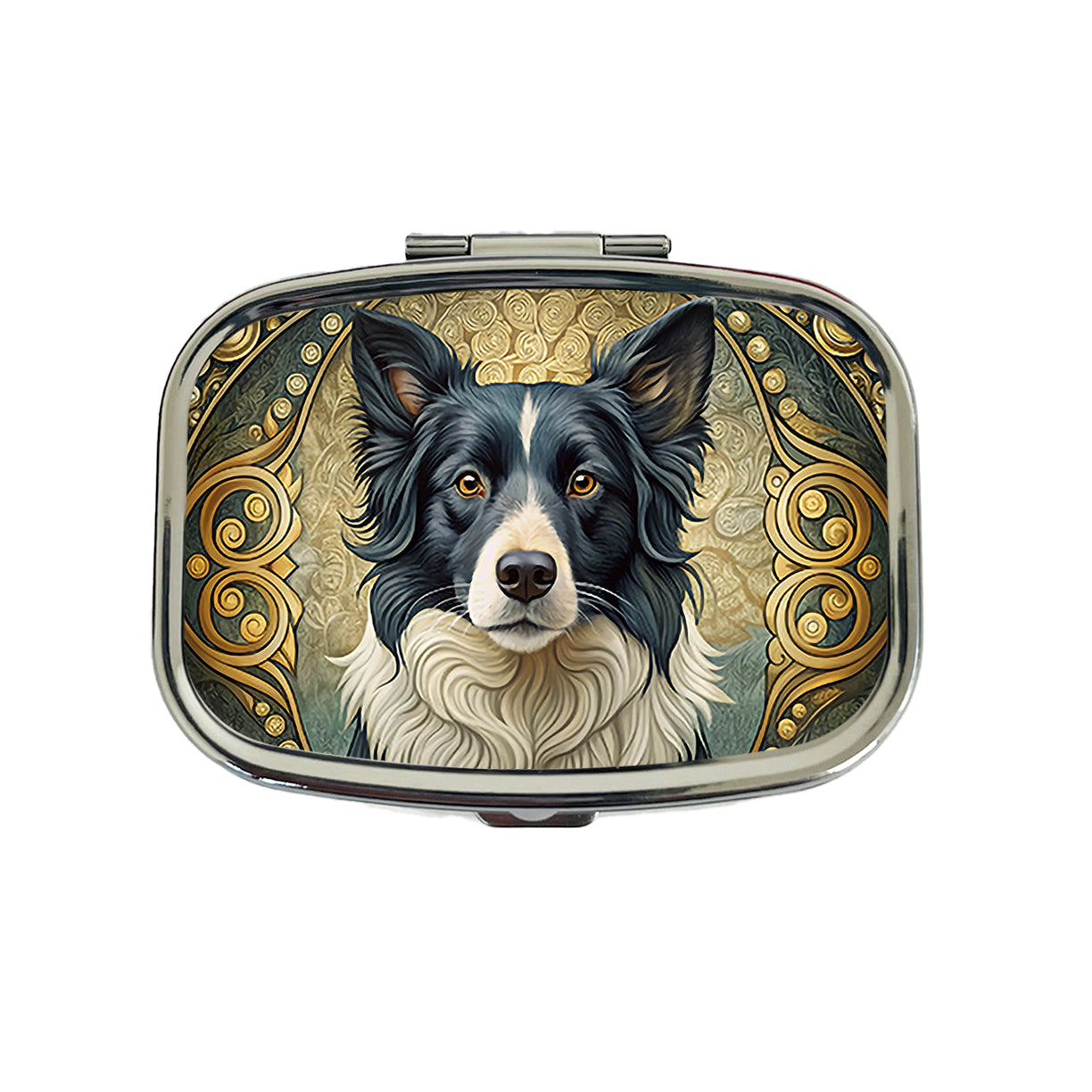 Border Collie Dog Art Nouveau Travel Pill Box Case