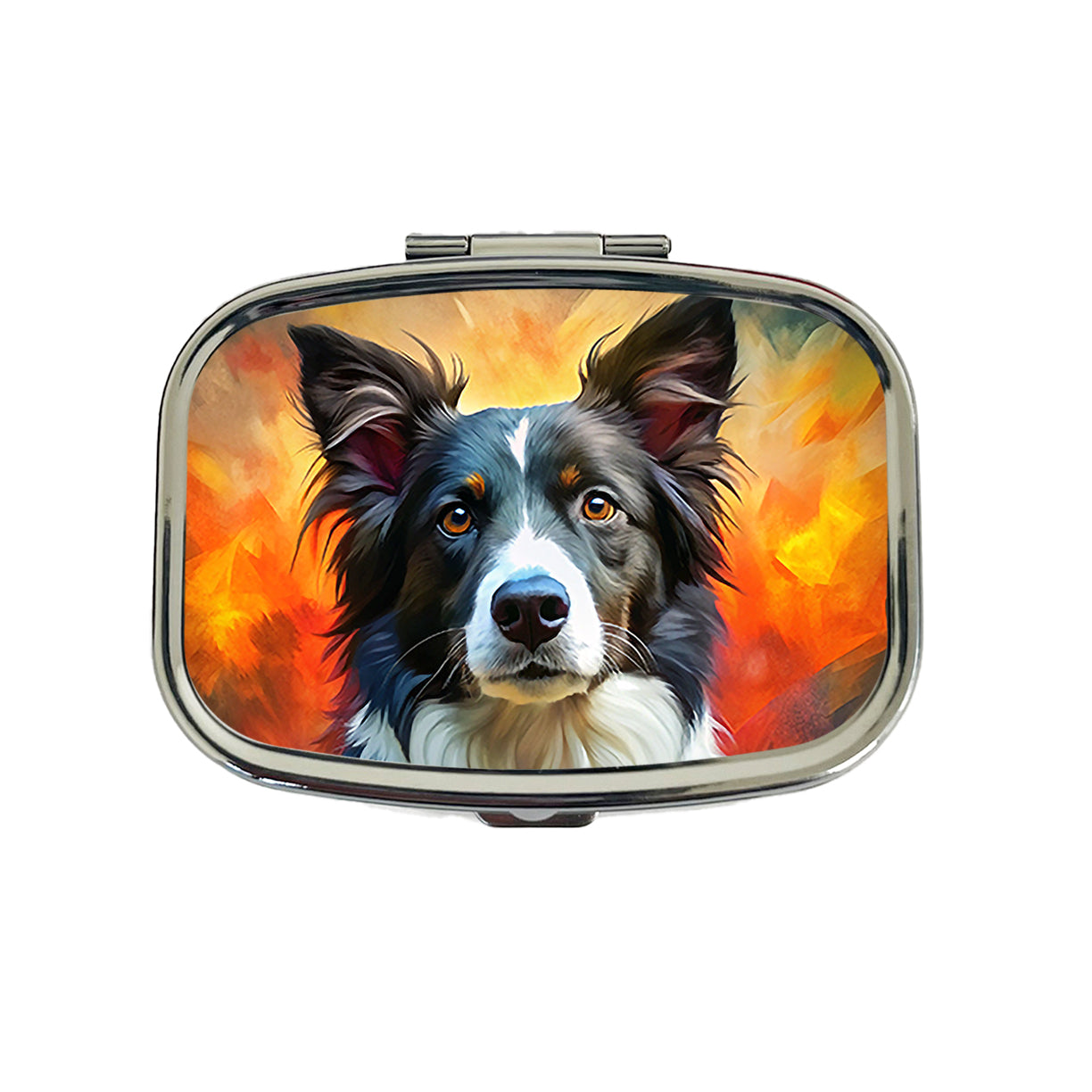 Border Collie Dog Expressionism Art Travel Pill Box Case