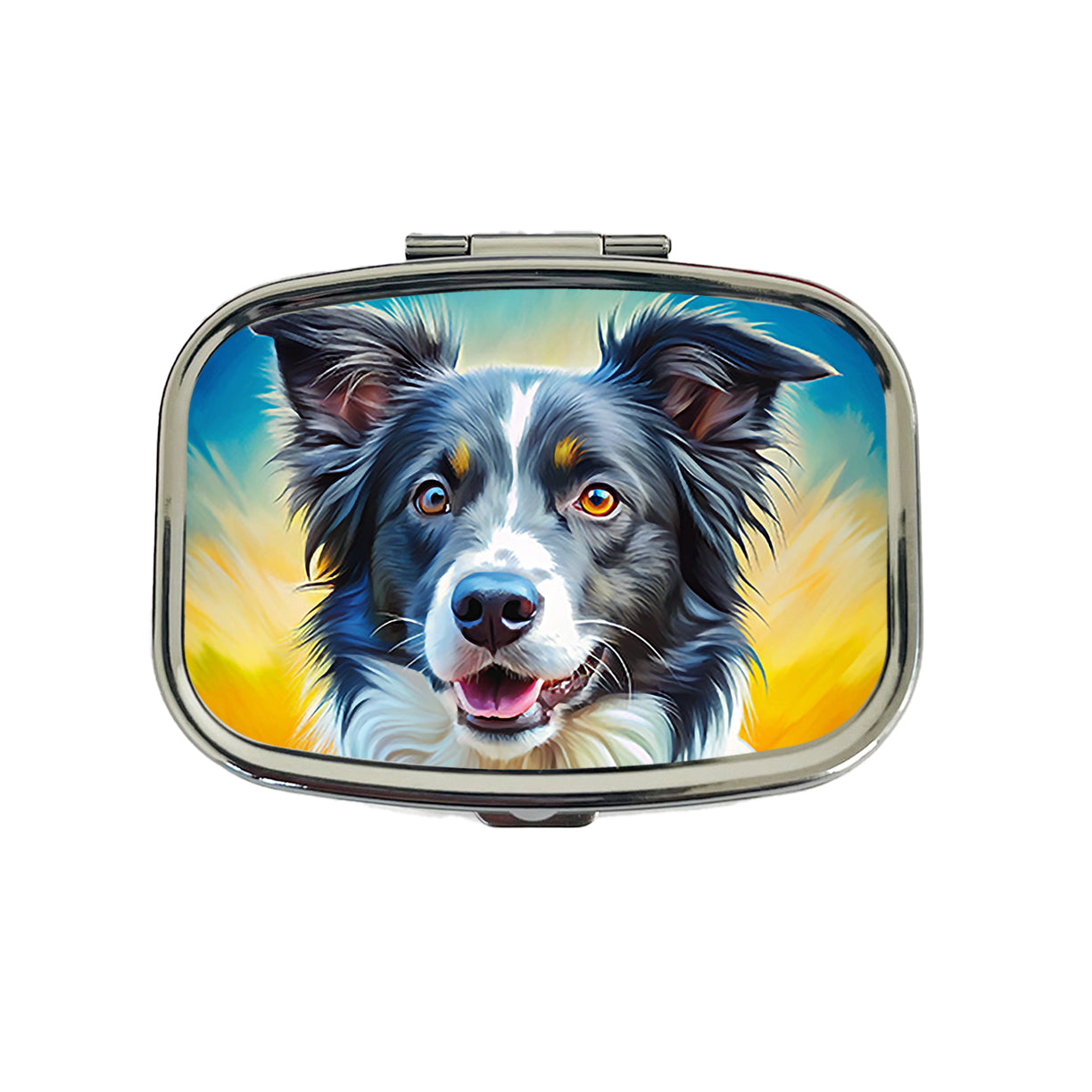 Border Collie Dog Pop Art Travel Pill Box Case