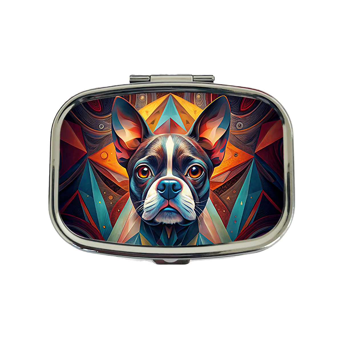 Boston Terrier Dog Abstract Stylized Art Travel Pill Box Case