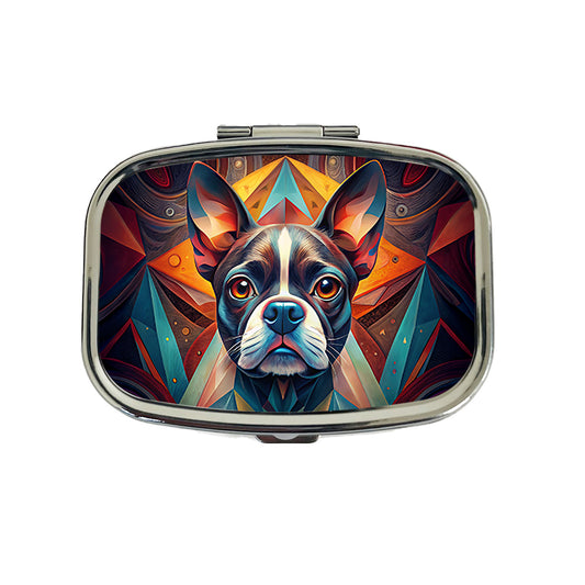 Boston Terrier Dog Abstract Stylized Art Travel Pill Box Case