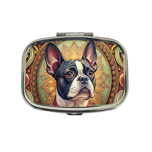 Boston Terrier Dog Art Nouveau Travel Pill Box Case