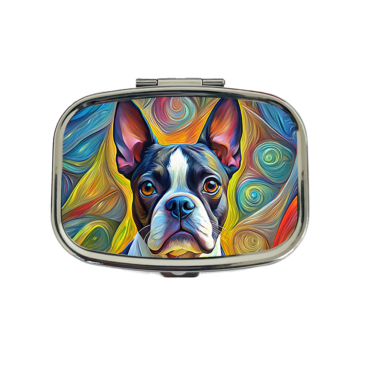 Boston Terrier Dog Expressionism Art Travel Pill Box Case