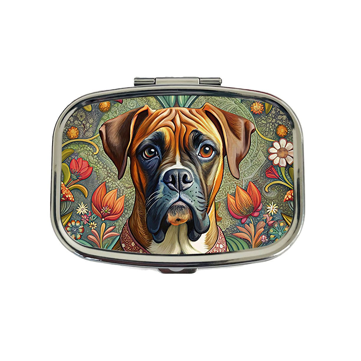 Boxer Dog French Bohemian Art Travel Pill Box Case