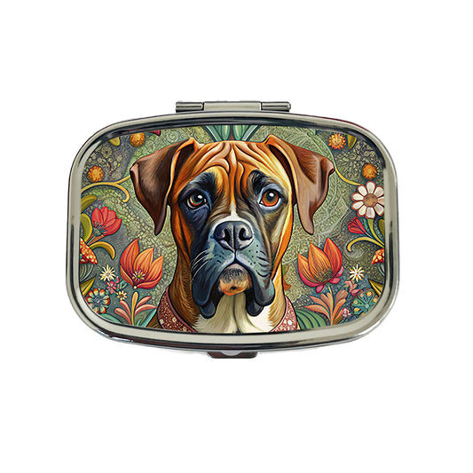 Boxer Dog French Bohemian Art Travel Pill Box Case