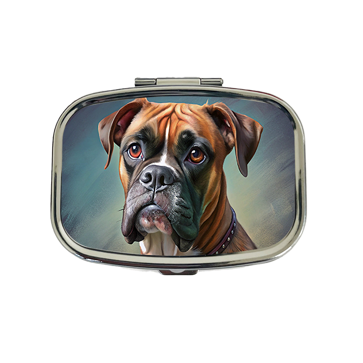 Boxer Dog Illustration Travel Pill Box Case