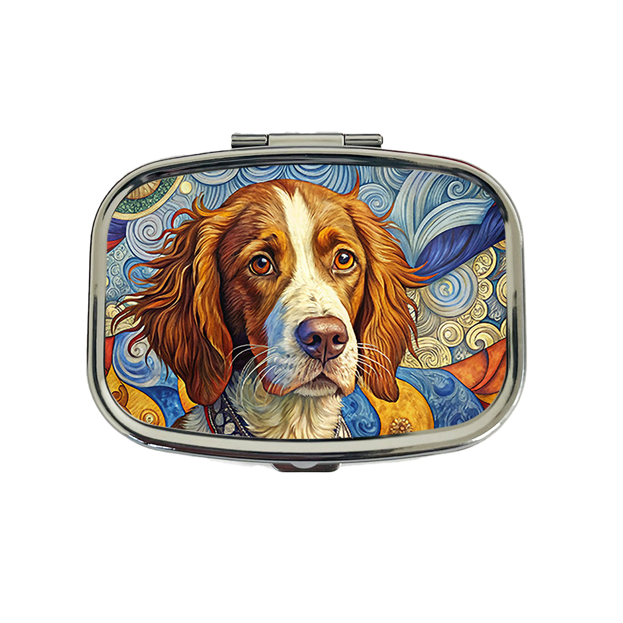 Brittany Spaniel Dog French Bohemian Art Travel Pill Box Case