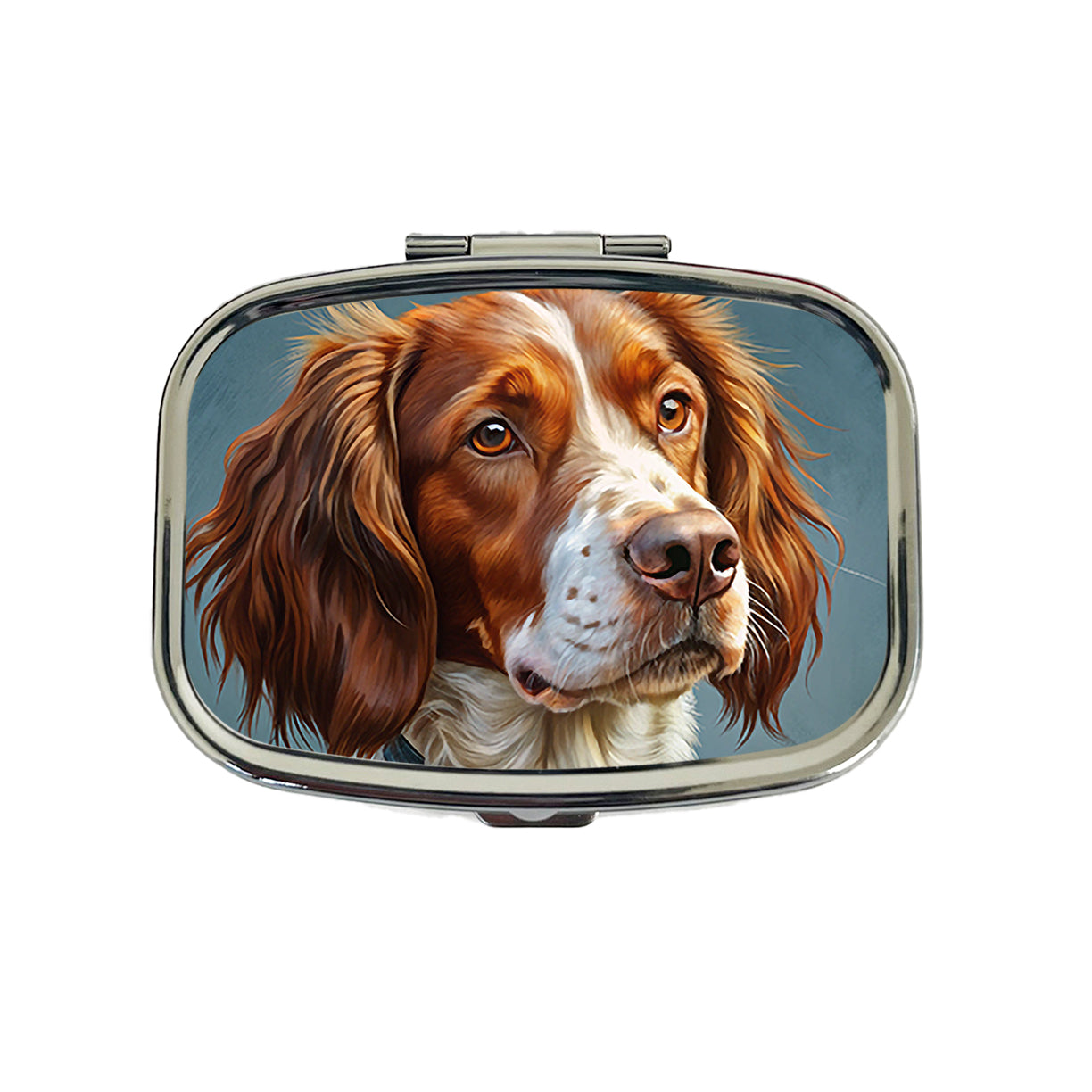 Brittany Spaniel Dog Illustration Travel Pill Box Case