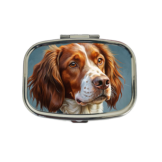 Brittany Spaniel Dog Illustration Travel Pill Box Case