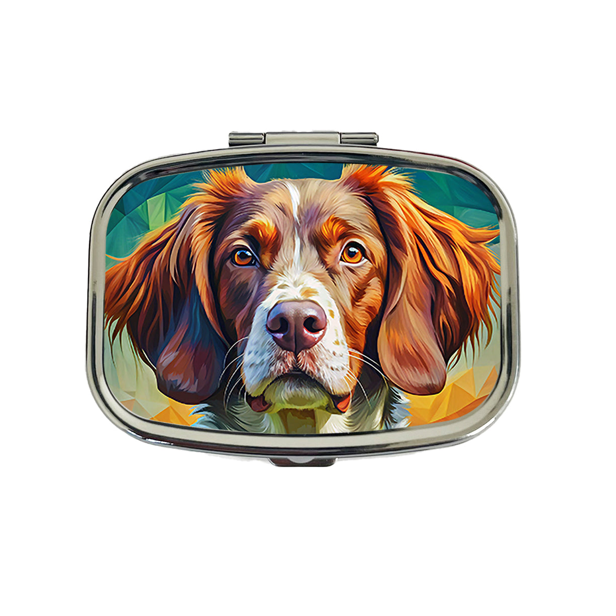 Brittany Spaniel Dog Pop Art Travel Pill Box Case