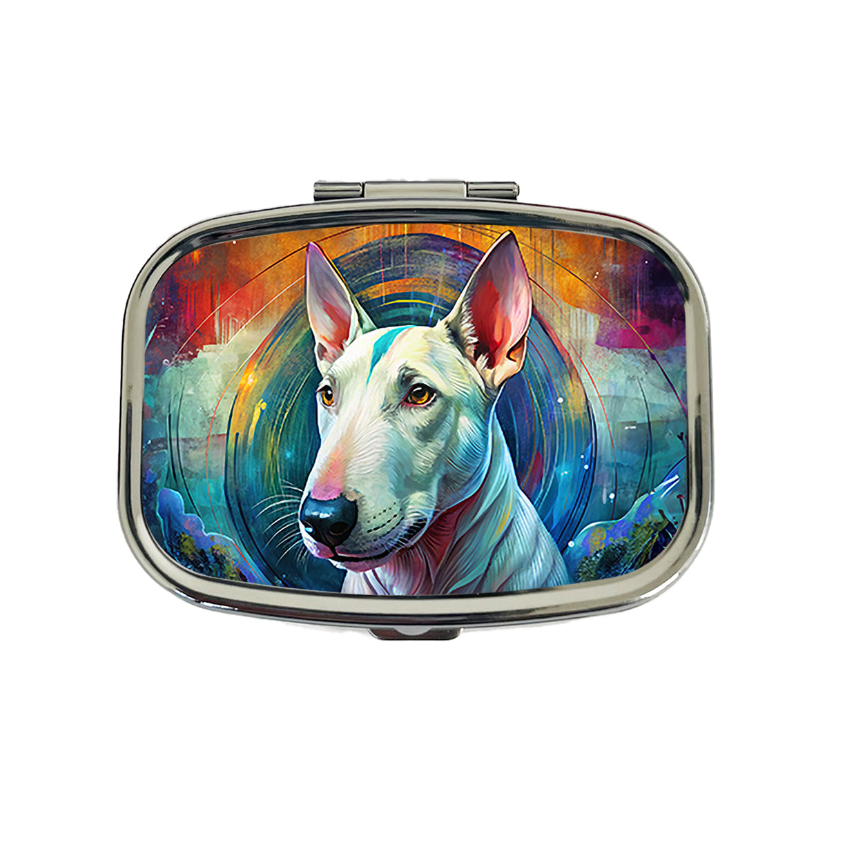 Bull Terrier Dog Abstract Art Travel Pill Box Case