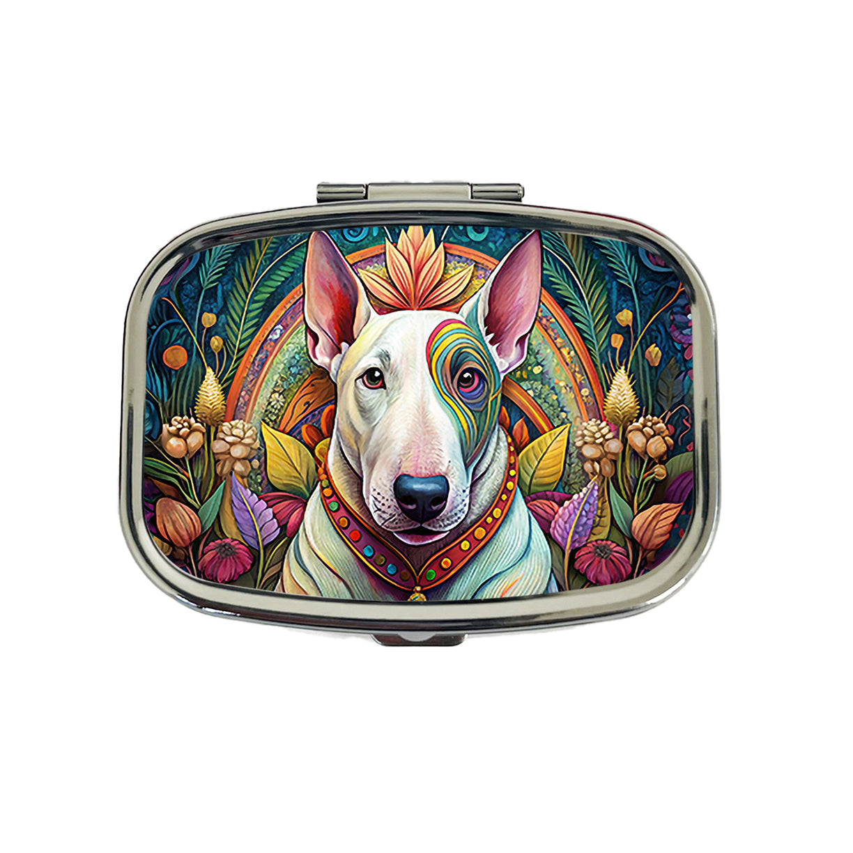 Bull Terrier Dog French Bohemian Art Travel Pill Box Case