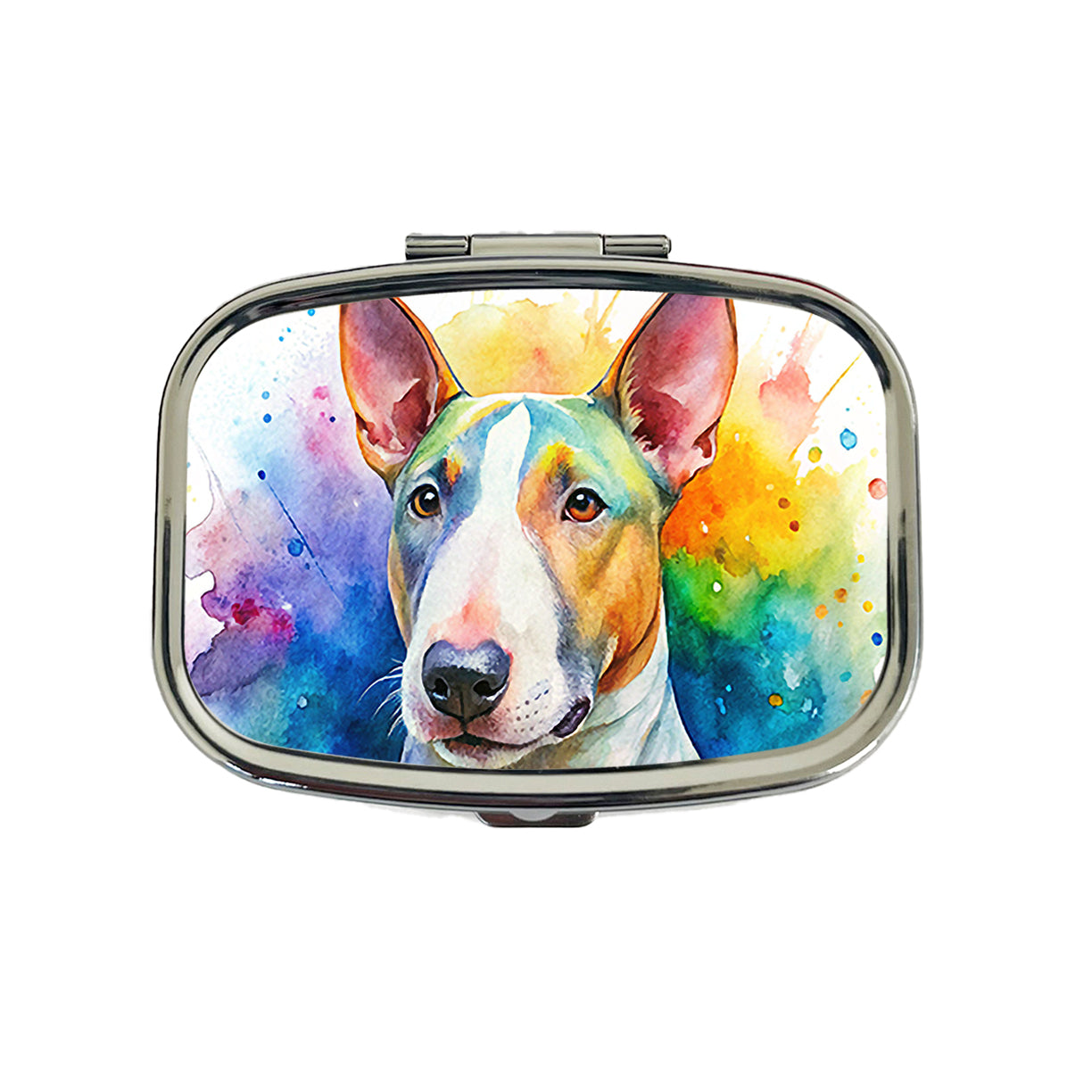 Bull Terrier Dog Watercolor Style Travel Pill Box Case
