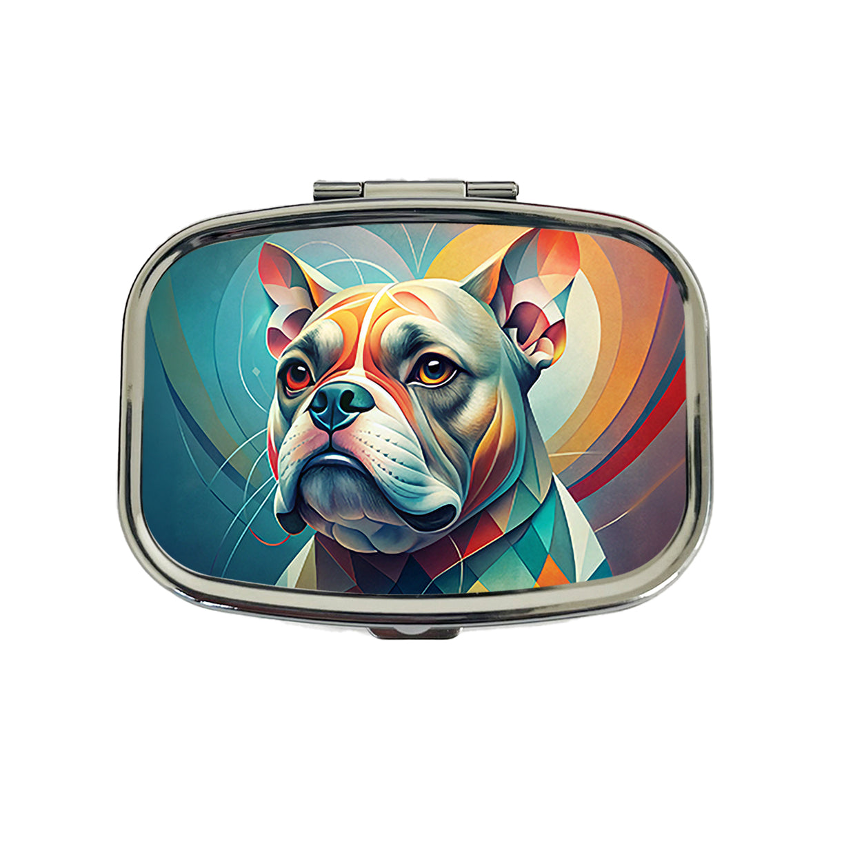 Bulldog Dog Abstract Stylized Art Travel Pill Box Case