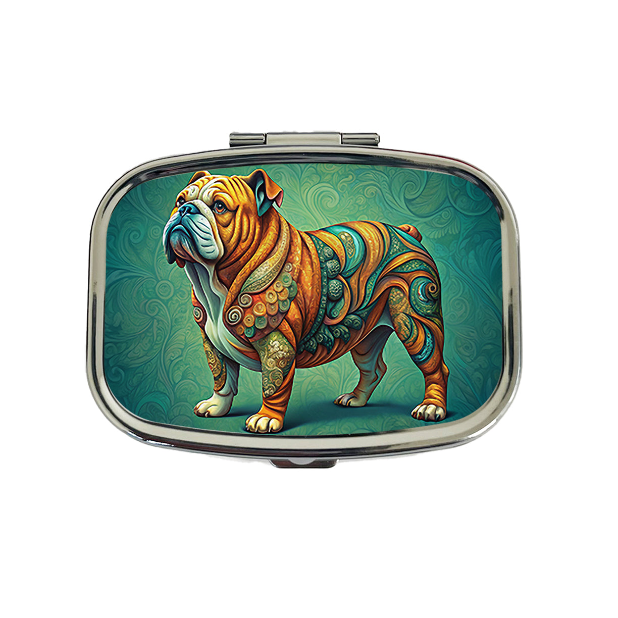 Bulldog Dog Art Nouveau Travel Pill Box Case
