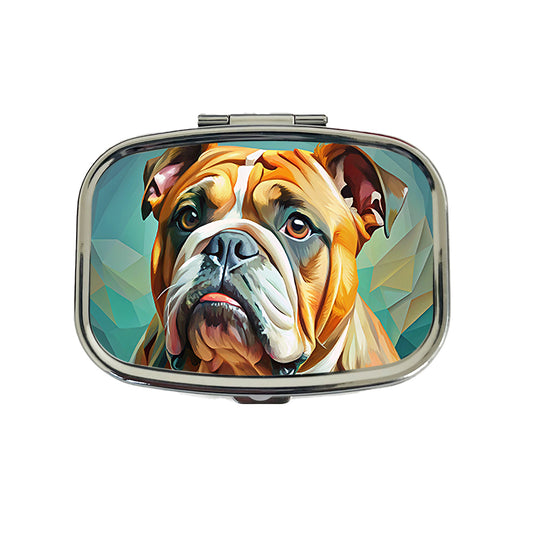 Bulldog Dog Expressionism Art Travel Pill Box Case