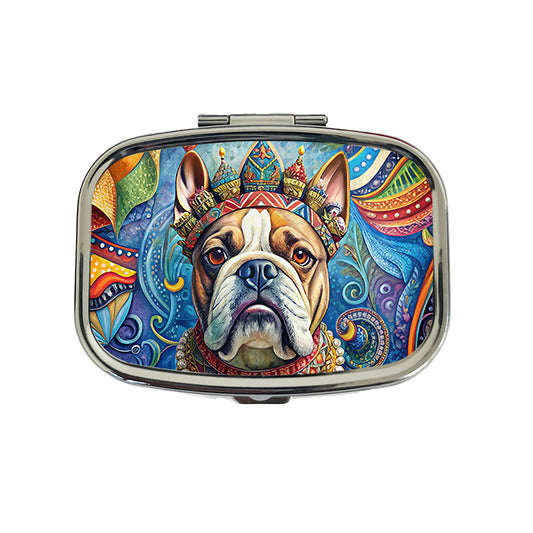 Bulldog Dog French Bohemian Art Travel Pill Box Case